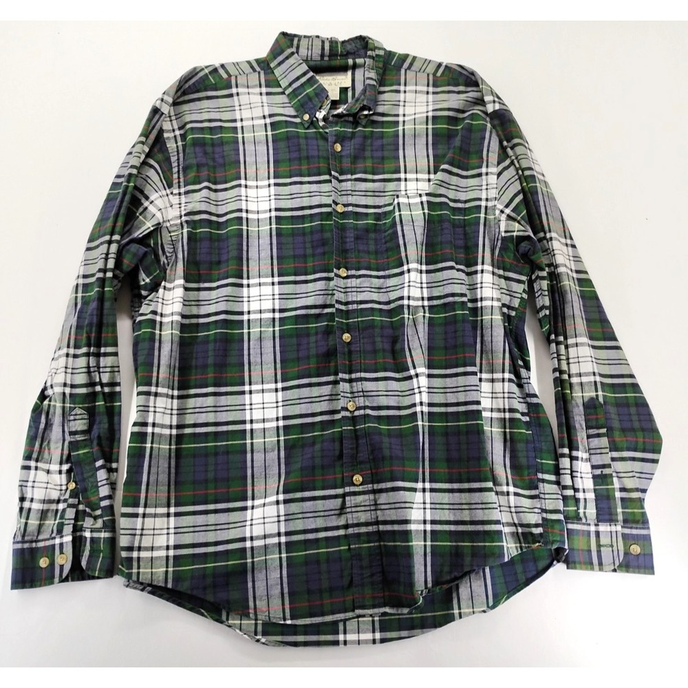 Eddie Bauer Shirt Mens L Tartan Plaid Flannel Button Down Long Sleeve Cotton